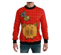 Dolce & Gabbana - Maglione Cristallo Anno del Maiale - -Knitwear -Uomo -Rosso -XL