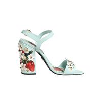 Dolce & Gabbana Mint Green Floral Studs Heels Sandals Shoes - EU36.5/US6