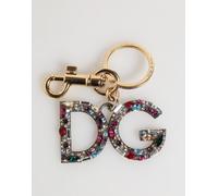 Dolce & Gabbana Multicolor Crystal DG Logo Gold Keychain Charm Keyring