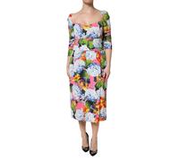 Dolce & Gabbana Multicolor Floral Pleated Sheath Midi Dress - IT48|XXL