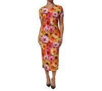 Dolce & Gabbana Multicolor Floral Print SilkSheath Midi Dress - IT40|S