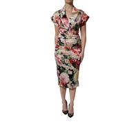 Dolce & Gabbana Multicolor Floral Short Sleeves Sheath Midi Dress - IT38 | XS