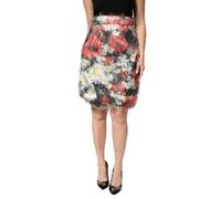 Dolce & Gabbana Multicolor Floral Textured Faux Fur Pencil Skirt - IT42|M