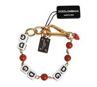 Dolce & Gabbana Multicolor Gold Tone Brass Chain DG Logo Dice Bracelet