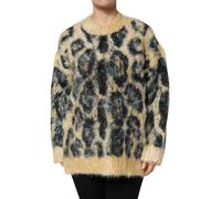 Dolce & Gabbana Multicolor Leopard Mohair Crew Neck Sweater - IT46|XL