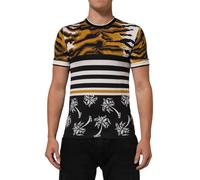 Dolce & Gabbana Multicolor Leopard Palm Leaf Men Crew Neck T-shirt - IT44 | XS