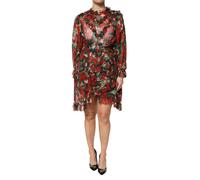 Dolce & Gabbana Multicolor Ruffle Floral Long Sleeves Dress - IT42|M