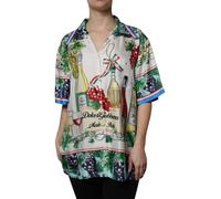 Dolce & Gabbana Multicolor Short Sleeve Silk Food Shirt Top - IT42|M