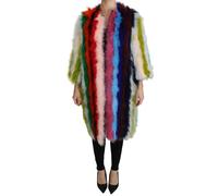 Dolce & Gabbana Multicolor Turkey Feather Cape Fur Coat - IT46|XL