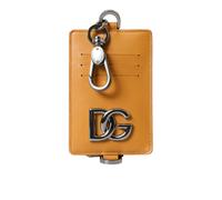 Dolce & Gabbana Orange Calf Leather Credit Card Holder Clip On Wallet