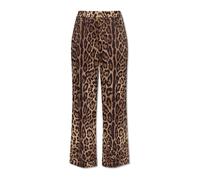Dolce & Gabbana - Pantaloni di seta con motivo animale - - Trousers - Donna - Marrone - M