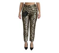 Dolce & Gabbana - Pantaloni Leopardati a Vita Alta con Paillettes - - Trousers - Donna - Giallo - M