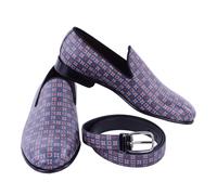 Dolce & Gabbana Pelle Loafer Scarpe Milano E Cintura Set Regalo Blu Rosso 04882