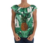 Dolce & Gabbana Pineapple Banana Sequins Blouse T-shirt - IT38|XS