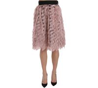 Dolce & Gabbana Pink Gold Fringe Metallic Pencil A-line Skirt - IT42|M