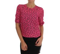 Dolce & Gabbana Pink Polka Dotted Silk Blouse - IT38 | S