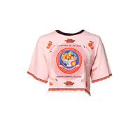 Dolce & Gabbana Pink Print Cotton Short Sleeves Cropped Top - IT36|XXS