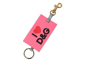 Dolce & Gabbana Pink Silicone DG Logo Gold Brass Keychain