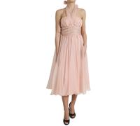 Dolce & Gabbana Pink Silk Chiffon Halter A-line Pleated Midi Dress - IT40|S