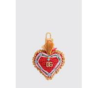 DOLCE & GABBANA Portachiavi a cuore in rafia con monogram DG ricamato OS Rosso