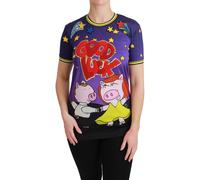 Dolce & Gabbana Purple YEAR OF THE PIG Top Cotton T-shirt - IT38|XS