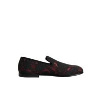 Dolce & Gabbana Red Black Jacquard Slip On Loafers Shoes - EU39/US6