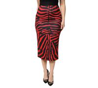 Dolce & Gabbana Red Black Zebra Print Polyester Pencil Midi Skirt - IT38 | XS