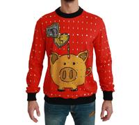 Dolce & Gabbana Red Crystal Pig of the Year Sweater - IT54 | XL