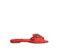 Dolce & Gabbana Red Devotion Lace Flats Slip On Sandals Shoes - EU36/US5.5