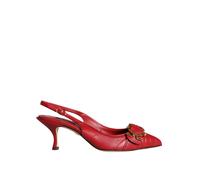 Dolce & Gabbana Red Devotion Leather Heels Slingback Shoes - EU37/US6.5