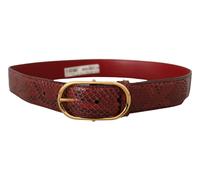 Dolce & Gabbana Red Exotic Leather Gold Oval Buckle Belt - 75 cm / 29,5 Inches