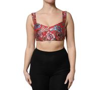 Dolce & Gabbana Red Floral Brocade Cropped Bustier Corset Top - IT44 | L