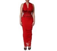 Dolce & Gabbana Red Halter Corset Sleeveless Sheath Dress - IT40|S