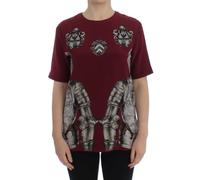 Dolce & Gabbana Red Knight Print Silk Blouse T-shirt - IT42|M
