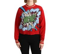 Dolce & Gabbana Red Knitted Cashmere Cartoon Top Sweater - IT42|M