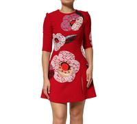 Dolce & Gabbana Red Lace Floral Applique A-line Mini Dress - IT40|S