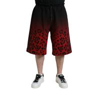 Dolce & Gabbana Red Leopard Print Cotton Bermuda Shorts - IT50 | L
