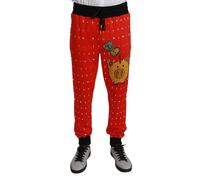 Dolce & Gabbana Red Piggy Bank Cotton Crystal Trousers Pants - IT48 | M