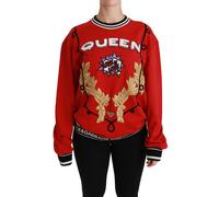 Dolce & Gabbana Red Queen Sequined Love Pullover Sweater - IT42|M