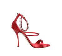 Dolce & Gabbana Red Satin Crystals Keira Sandals Heels Shoes - EU38/US7.5