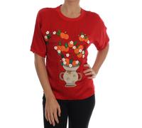 Dolce & Gabbana Red Silk Orange Vase Crystal Top - IT42|M