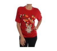 Dolce & Gabbana - Red Silk Orange Vase Crystal Top - - Tops - Donna - Rosso - M