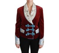 Dolce & Gabbana Red Velvet Baroque Crystal Blazer Jacket - IT42|M