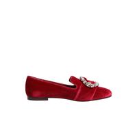 Dolce & Gabbana Red Velvet Crystal Buckle Loafers Flats Shoes - EU39.5/US9