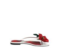Dolce & Gabbana Red White KEIRA Flower Leather Sandals Shoes - EU37.5/US7