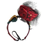 Dolce & Gabbana Red with multicolor Rose Silk Crystal Netted Logo Diadem Headband