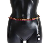 Dolce & Gabbana Red Yellow Leather Crystal Belt - M