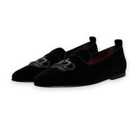 DOLCE & GABBANA Scarpe Mocassini Corona Cristallo Velluto Nero Formali EU41 /...