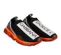DOLCE & GABBANA Scarpe Sneaker Slip-On SORRENTO Logo Neon Arancione Nero