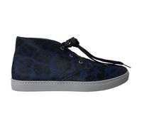 DOLCE & GABBANA Scarpe Sneakers Blu Pelle di Vitello Leopardata Mid Top EU43 ...